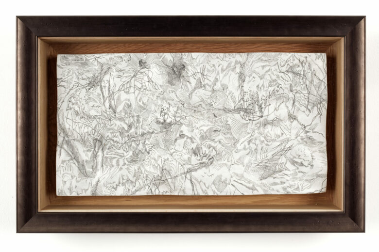 Encre de Chine sur papier Japon, résine acrylique / India ink on Japanese paper, acrylic resin 32 x 53 x 8 cm (12 5/8 x 20 7/8 x 3 1/8 in.)