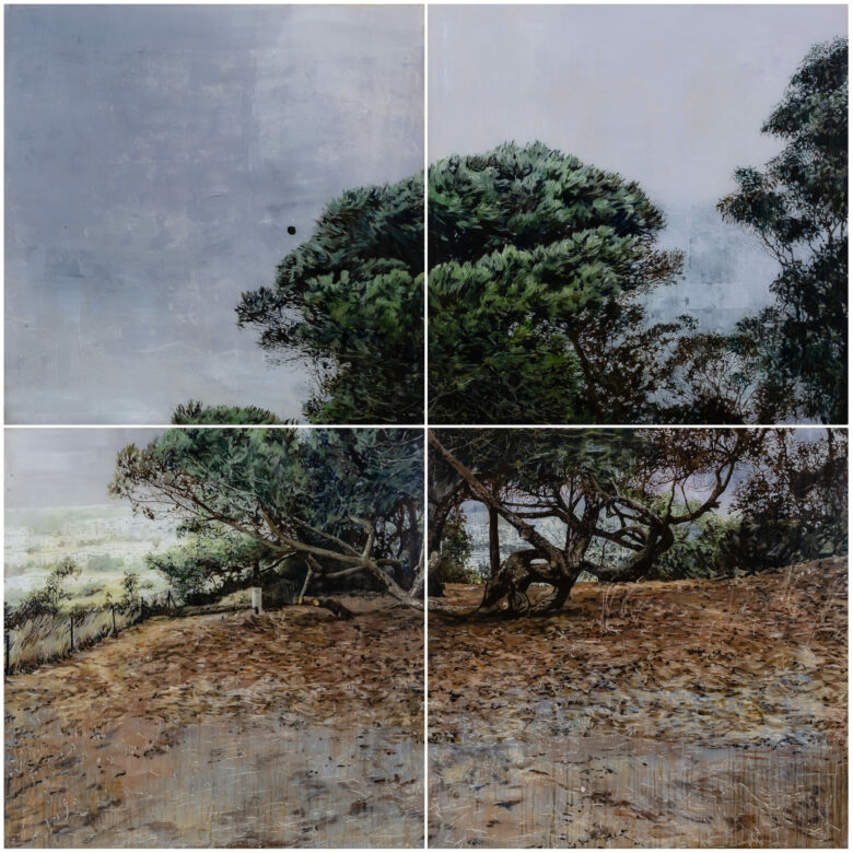 Huile sur plexiglas, quadriptyque / Oil on plexiglass, quadriptych 200 x 200 cm (78 3/4 x 78 3/4 in.)