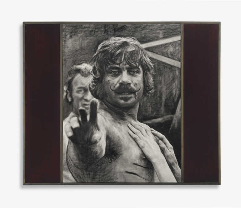 Crayon et graphite sur papier, cadre en acier et verre peint / Pencil and graphite on paper, hand welded steel frames and painted glass 80 x 102 x 3 cm (31 1/2 x 40 1/8 x 1 1/8 in.) encadré / framed