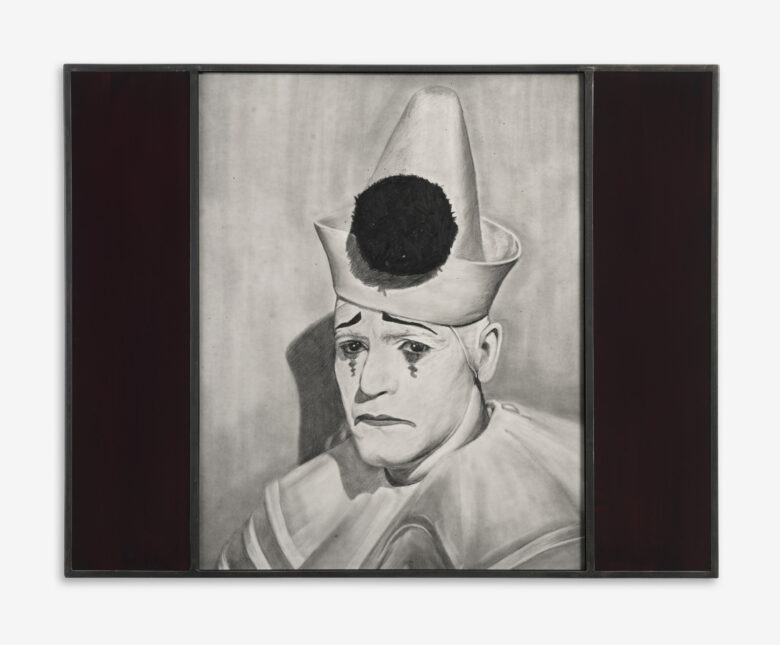 Crayon et graphite sur papier, cadre en acier et verre peint / Pencil and graphite on paper, hand welded steel frames and painted glass 80 x 103 x 3 cm (31 1/2 x 40 1/2 x 1 1/8 in.) encadré / framed