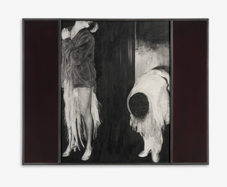 Crayon et graphite sur papier, cadre en acier et verre peint / Pencil and graphite on paper, hand welded steel frames and painted glass 80 x 103 x 3 cm (31 1/2 x 40 1/2 x 1 1/8 in.) encadré / framed