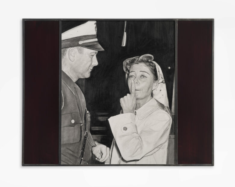 Crayon et graphite sur papier, cadre en acier et verre peint / Pencil and graphite on paper, hand welded steel frames and painted glass 80 x 105 x 3 cm (31 1/2 x 41 3/8 x 1 1/8 in.) encadré / framed