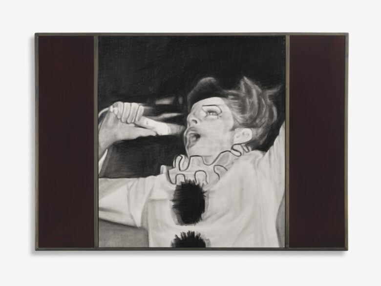 Crayon et graphite sur papier, cadre en acier et verre peint / Pencil and graphite on paper, hand welded steel frames and painted glass 80 x 113 x 3 cm (31 1/2 x 44 1/2 x 1 1/8 in.) encadré / framed