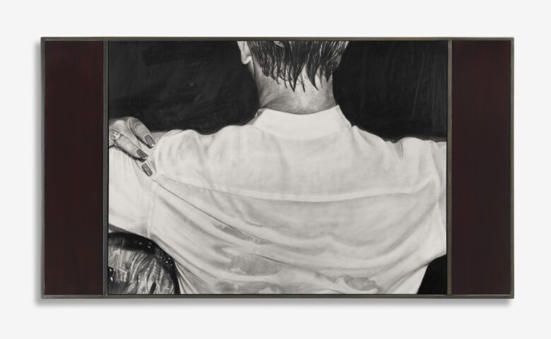 Crayon et graphite sur papier, cadre en acier et verre peint / Pencil and graphite on paper, hand welded steel frames and painted glass 80 x 149 x 3 cm (31 1/2 x 58 5/8 x 1 1/8 in.) encadré / framed