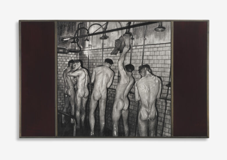 Crayon et graphite sur papier, cadre en acier et verre peint / Pencil and graphite on paper, hand welded steel frames and painted glass 80 x 122 x 3 cm (31 1/2 x 48 x 1 1/8 in.) encadré / framed