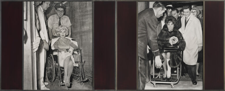 Crayon et graphite sur papier, cadre en acier et verre peint / Pencil and graphite on paper, hand welded steel frames and painted glass 80 x 173 x 3 cm (31 1/2 x 68 1/8 x 1 1/8 in.) encadré / framed